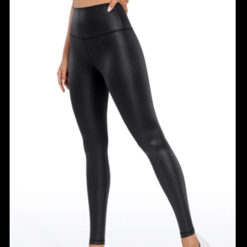 Wet Seal High Waisted Full Length Faux Leather Look Leggings - Small in Black